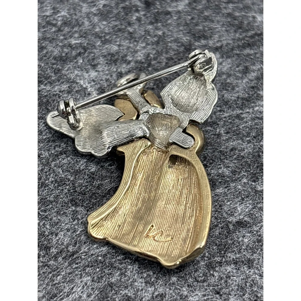 Liz Claiborne (LC) Two Tone Angel Brooch & Gigi Gold Tone Lapel Pin Vintage - Picture 7 of 14